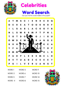 Preview of Celebrities Word Search Puzzles: Engaging and Educational Pages