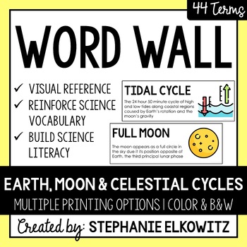 Preview of Earth, Moon and Celestial Cycles Word Wall | Science Vocabulary