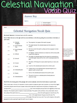 Preview of Celestial Navigation Vocab Quiz