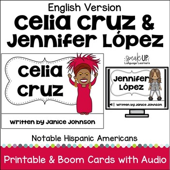 Preview of Celia Cruz Jennifer Lopez Hispanic Heritage Readers Print & Boom Cards - English