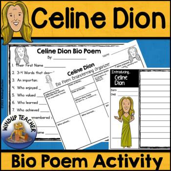 Preview of Celine Dion Biography Poem Activity and Writing Paper