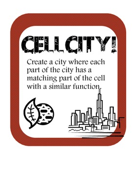 Preview of Cell City- Help Students Understand Functions Of Cell Parts Organelles