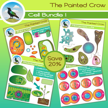 Preview of Cell Clip Art Bundle - 88 piece Biology set - color & blackline