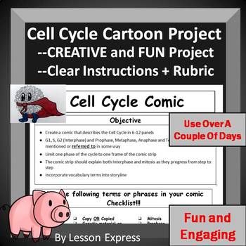 Preview of Cell Cycle Comic Project -- Instructions, Rubric, Cartoon Rough Draft