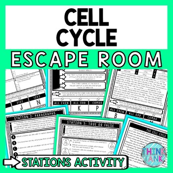 Preview of Cell Cycle Escape Room Stations - Reading Comprehension Activity - Biology