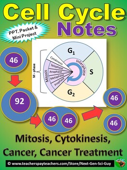 Preview of Cell Cycle PowerPoint Notes w/ Note Sheet & Cancer Project: Distance Learning