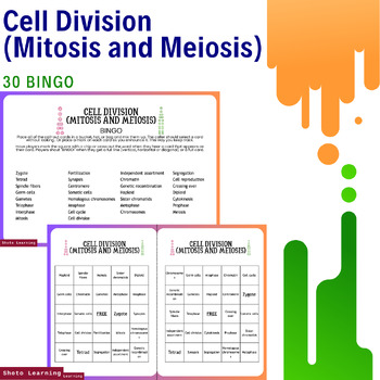Preview of Cell Division Bingo Bonanza: Mitosis & Meiosis Edition - Set of 30 Sheets
