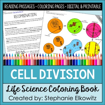 Cell Division Coloring Book & Reading Passages | Printable & Digital