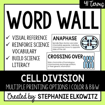 Preview of Cell Division Word Wall | Science Vocabulary