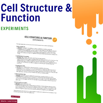 Preview of Cell Explorer Kit: 5 Experiments for Exploring Cell Structure & Function