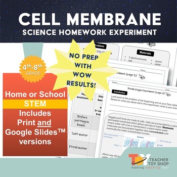 Preview of Cell Membrane Activity | Distance Learning for Google Slides™ + print version