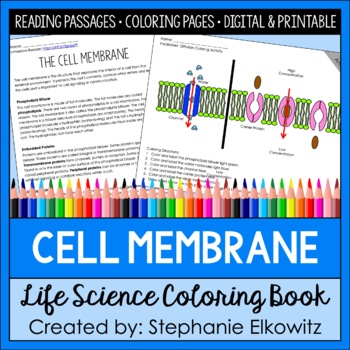 Preview of Cell Membrane Coloring Book & Reading Passages | Printable & Digital