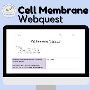 Preview of Cell Membrane - Webquest