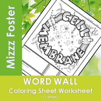 Preview of Cell Membrane Word Wall Coloring Sheet (1 pg.)