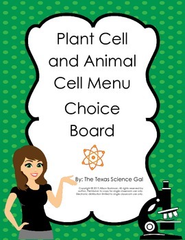 Preview of Plant Cell and Animal  Menu Board
