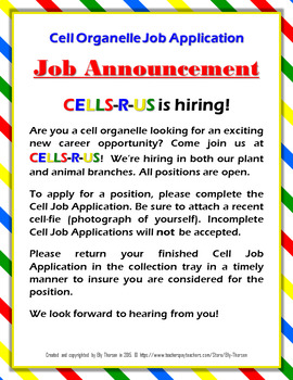 Cell Organelle Job Application Assignment in English and Spanish