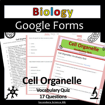 Preview of Cell Organelle |Vocabulary Quiz| Google Form |Biology