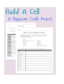 Preview of Cell Organelles: A Magazine Craft Project with Rubric! Organelle Analogies