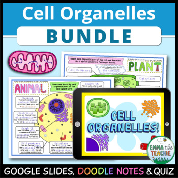 Preview of Cell Organelles Bundle - Google Slides Activities, Doodle Notes and Quiz