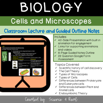 Preview of Cell Organelles PowerPoint & Guided Outline Notes (Digital/Printable)