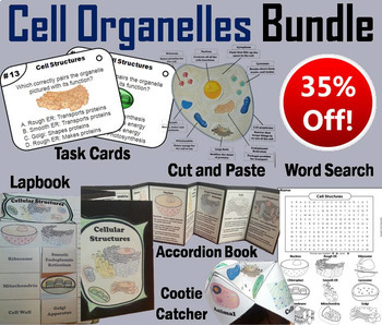Preview of Plant and Animal Cell Organelles and Function Task Cards and Activities Bundle