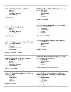 Preview of Cell Organelles and Cell Theory Quiz Flash Cards