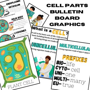 Preview of Cell Parts Bulletin Board Graphics and Classroom Display