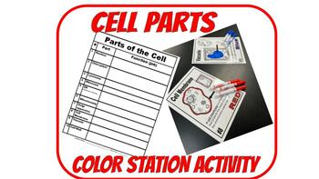 Preview of Learn Cell Parts Color Station Activity