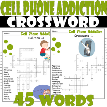 Cell Phone Addiction Crossword Puzzle All About Cell Phone Addiction