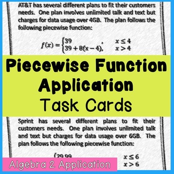 Preview of Cell Phone Bills with Piecewise Functions Task Cards