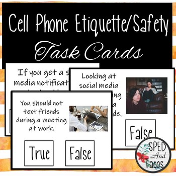 Preview of Cell Phone Etiquette/Safety Task Cards   