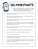 Cell Phone Etiquette Worksheet Packet