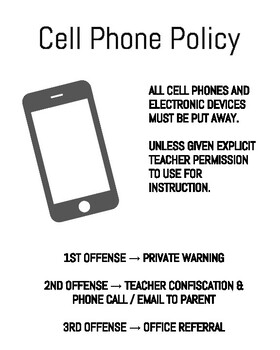 Preview of Cell Phone Policy and Contract