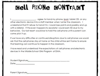 Classroom Cell Phone Contract - slidesharedocs