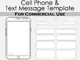 Cell Phone and Text Message Template BW Clip Art (Speech B