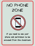 Cell Phone use Poster, No cell phone, High School student 