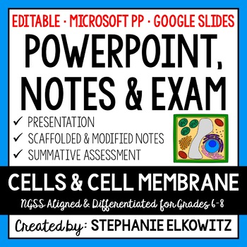 Preview of Cells & Cell Membrane PowerPoint, Notes & Exam - Google Slides