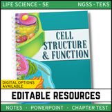 Cell Structure & Function Notes, PowerPoint & Test