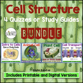 Preview of Cell Structure and Organelles Quiz Bundle