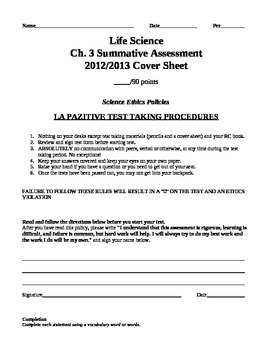 Preview of Cell Structure and Function Summative Assessment (chapter test) with Answer Key