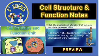 Preview of Cell Structures & Functions and Cellular Transport Notes & Student Note Packets