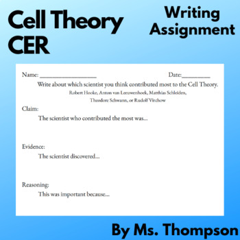 Preview of Cell Theory CER Writing Assignment