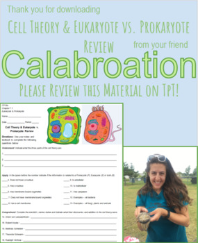 Preview of Cell Theory & Eukaryote vs. Prokaryote Review Homework