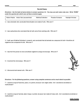 29 Cell Theory Worksheet Answer Key - Worksheet Resource Plans