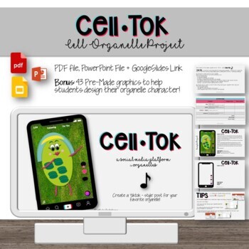 Preview of Digital {GoogleSlides} and Printable PDF Cell Organelle Project - CellTok