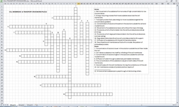 Preview of Cell Transport Crossword Puzzle (electronically fillable & printable)