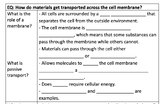Cell Transport Guided Notes and Review Questions