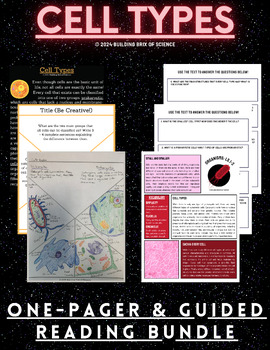 Preview of Cell Types One-Pager + Guided Reading Activity Bundle