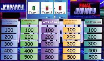 Preview of Cell Unit Review Jeopardy Game, Middle School Science, Life science, 6-8 Science