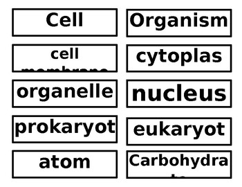 Preview of Cell Unit Word Wall Words